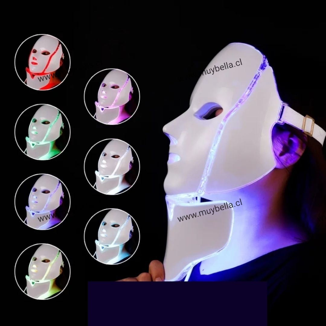 Mascara LED Facial y Cuello 7 Colores con Microcorriente Muybella.cl